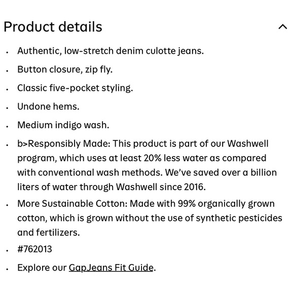 GAP Women High Rise Wide-Leg Culotte Medium Blue Indigo 32/14 Short Jeans NWT - Picture 7 of 8